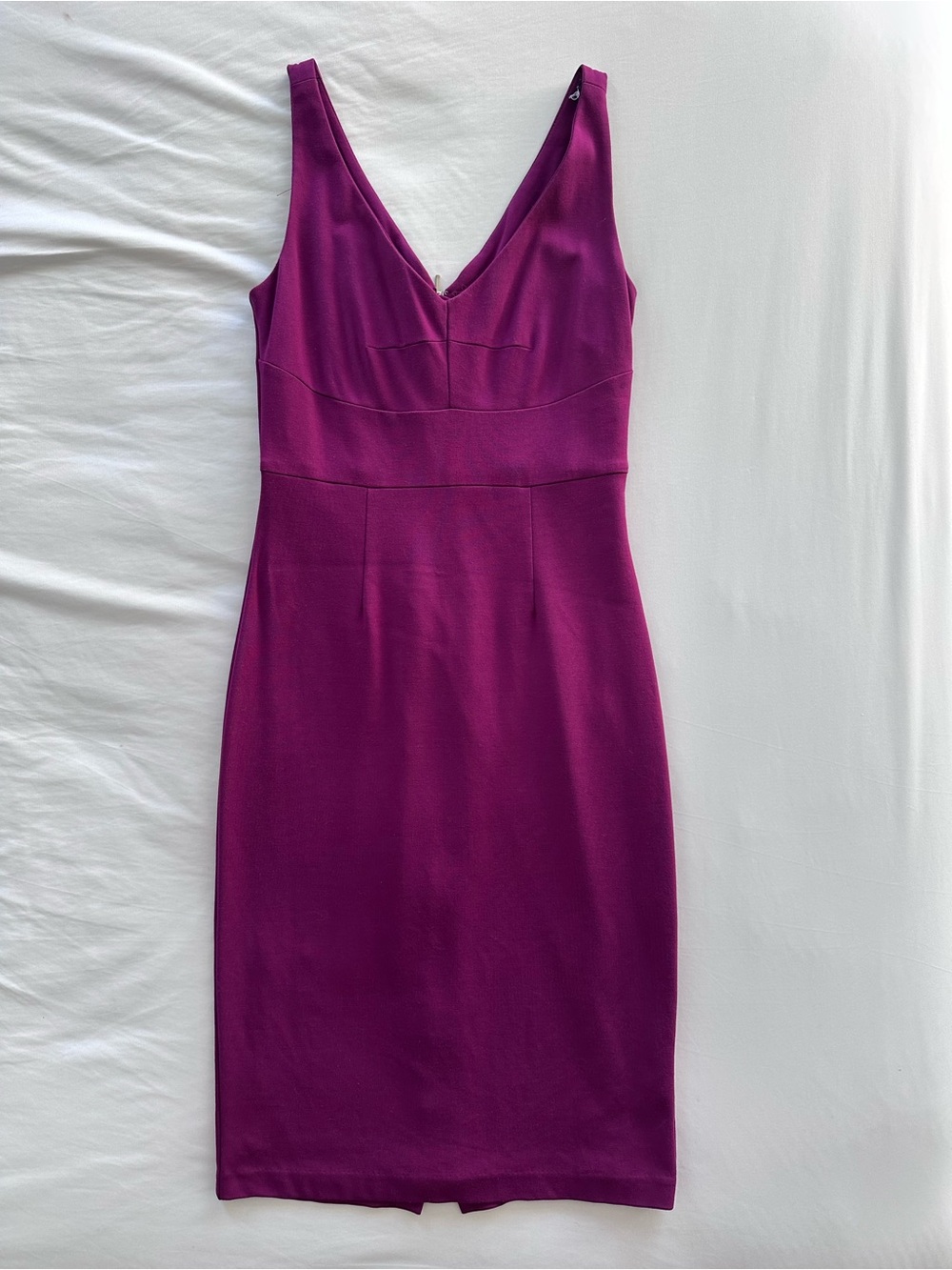 Le Chateau Vintage Zip Back Midi Wiggle Dress Magenta Purple, made in Canada
